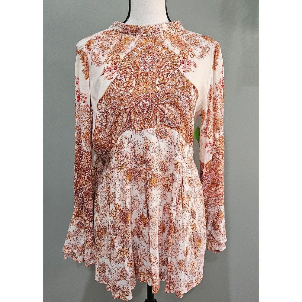 Free People Extra Small Lady Luck Semisheer Bell Sleeved Tunic Dress